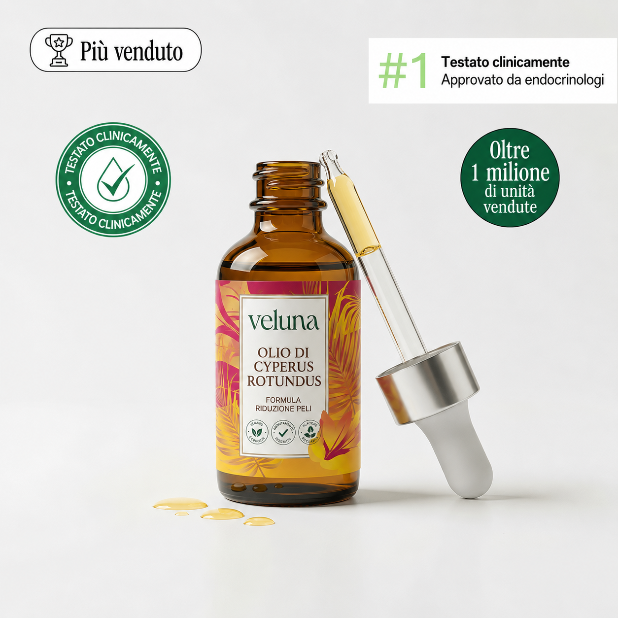 Veluna™ Siero alla Cyperus Rotundus | Ferma naturalmente la crescita dei peli indesiderati